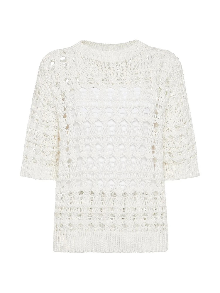 Jute and Cotton Textured Net Sweater