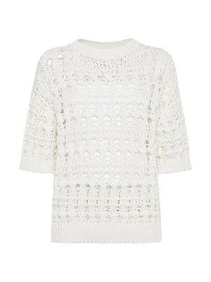 Jute and Cotton Textured Net Sweater