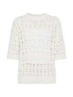 Jute and Cotton Textured Net Sweater
