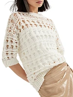 Jute and Cotton Textured Net Sweater