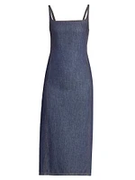 Denim Fitted Midi-Dress