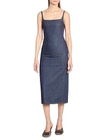 Denim Fitted Midi-Dress