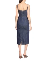 Denim Fitted Midi-Dress