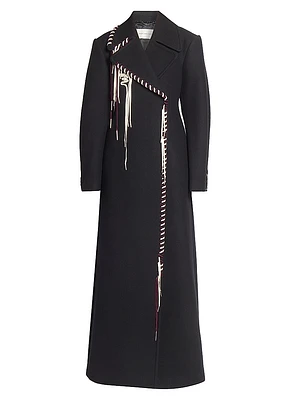 Whipstitched Wool-Blend Longline Coat
