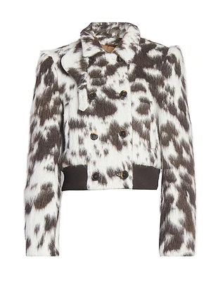 Vudy Cow-Print Wool-Blend Jacquard Jacket