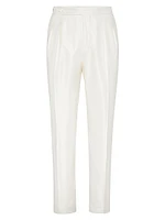 Silk Diagonal Tuxedo Trousers with Double Pleats