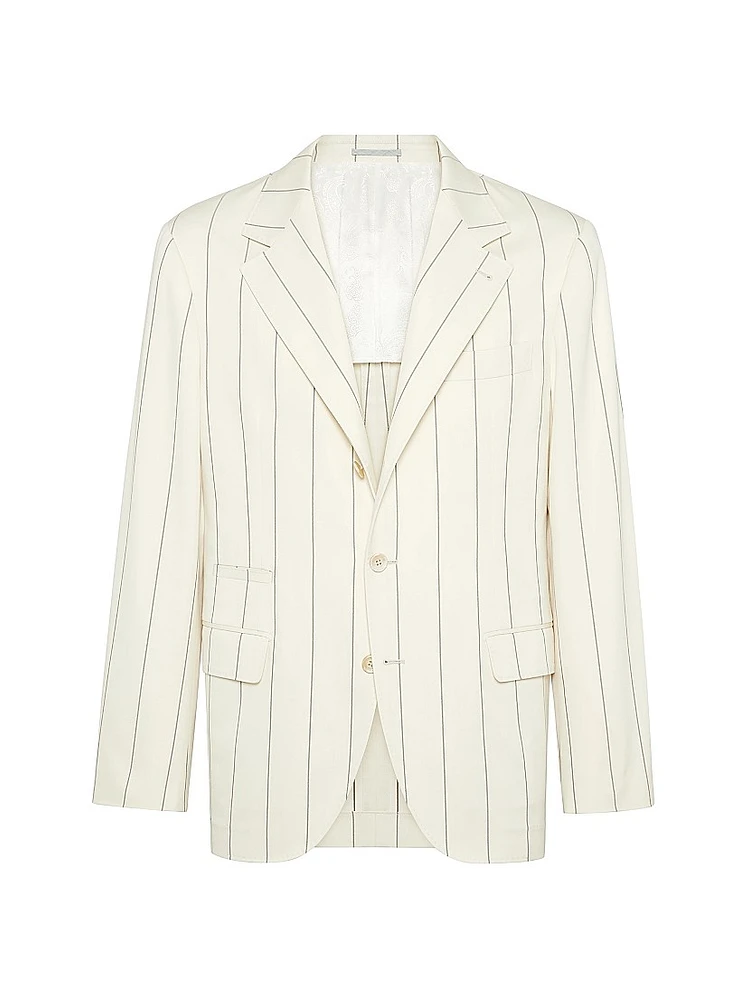 Chalk Stripe Gabardine Deconstructed Blazer