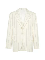 Chalk Stripe Gabardine Deconstructed Blazer