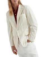 Chalk Stripe Gabardine Deconstructed Blazer