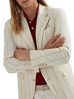 Chalk Stripe Gabardine Deconstructed Blazer