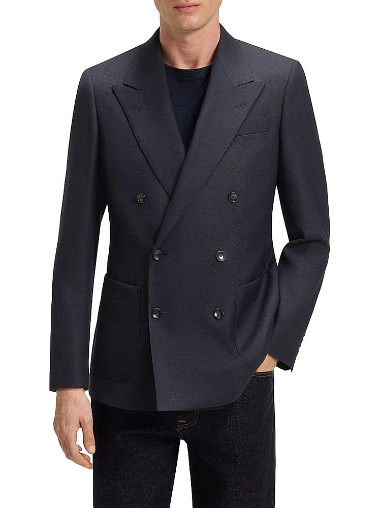 Beckham x Boss Double-Breasted Blazer Stretch Wool