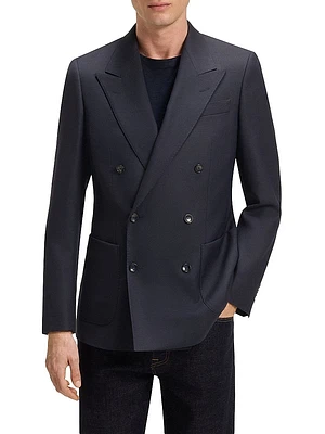 Beckham x Boss Double-Breasted Blazer Stretch Wool