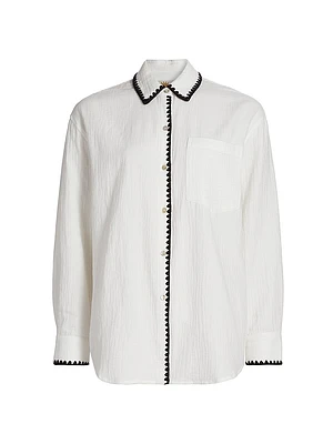 Idania Contrast-Piped Cotton Shirt