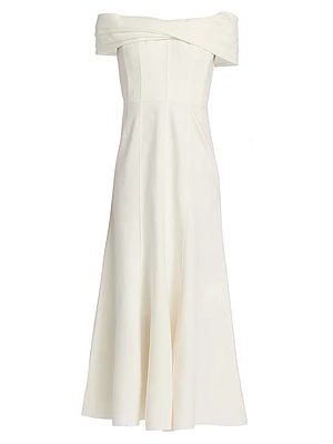 Ariana Linen-Blend Twist-Front Midi-Dress