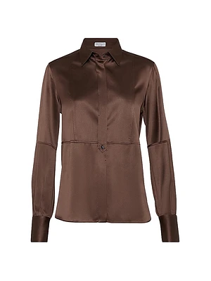 Stretch Silk Satin Shirt