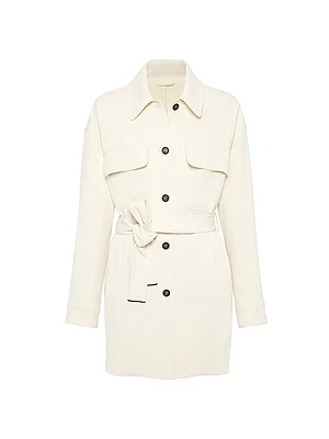 Viscose and Wool Stretch Twill Safari Blazer