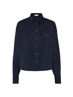 Stretch Cotton Poplin Cropped Shirt