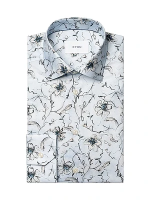 Slim-Fit Floral Button-Front Shirt