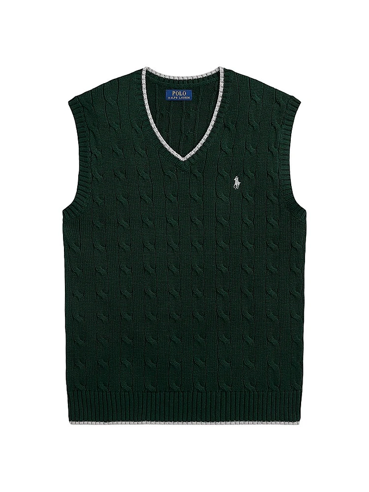 Cable-Knit Cotton Sweater Vest