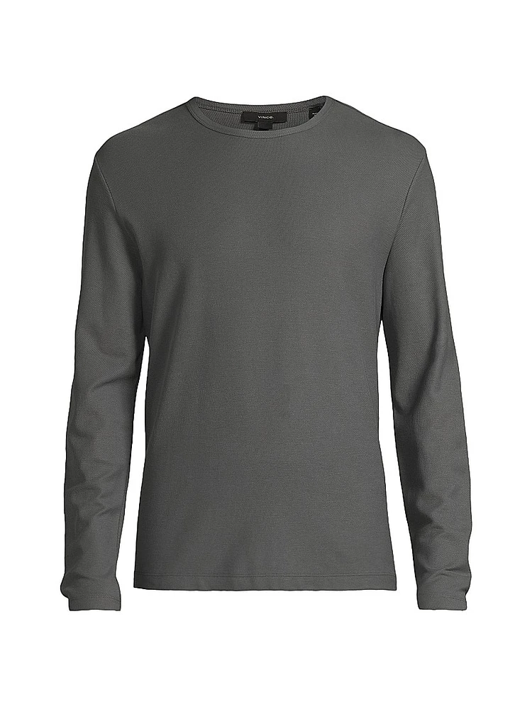 Cotton Pique Crewneck T-Shirt