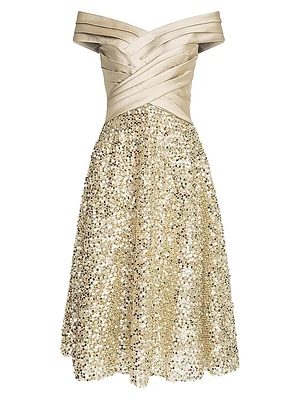 Brandy Draped Sequined Cocktail Minidress
