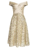 Brandy Draped Sequined Cocktail Minidress