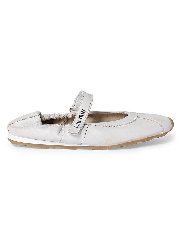 Bleached Nappa Leather Ballerinas