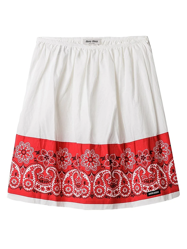 Slubbed Poplin Skirt with Print