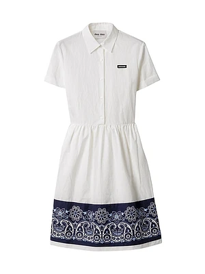 Slubbed Poplin Dress with Print