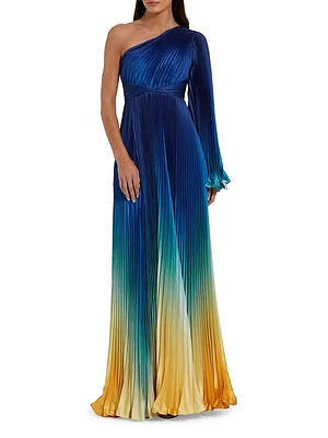 Pleated Charmeuse Ombré Gown