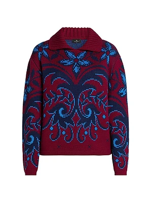 Jacqaurd Polo Collar Sweater