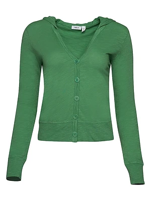 Long-Sleeve Cotton Slub Cardigan Hoodie Tee