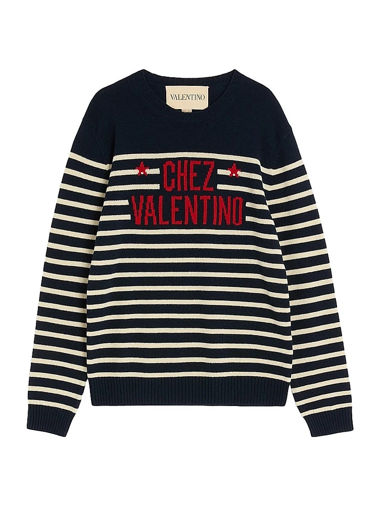 Wool Sweater with Jacquard Motif