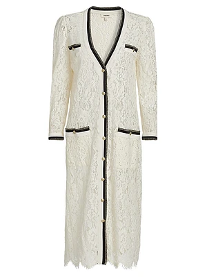 Whisper Contrast-Trimmed Lace Cardigan