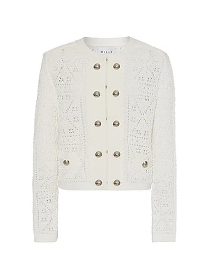 Bubble Pointelle-Knit Cardigan