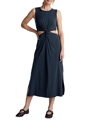 Around the World Twist-Front Midi-Dress