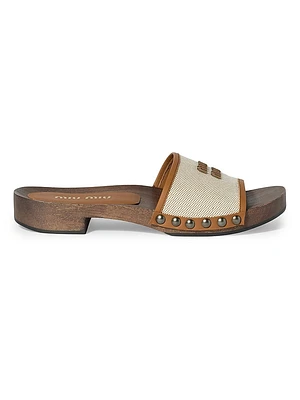 Canvas and Leather Clogs