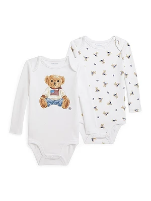 Baby Boy's 2-Piece American Flag Polo Bear Bodysuit Set