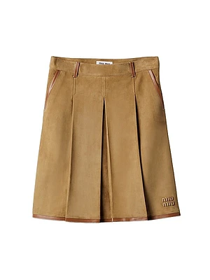 Pleated Suede Skirt