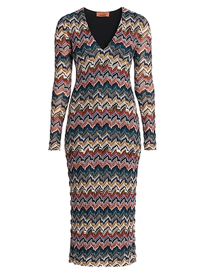 Zig-Zag Knit Midi-Dress