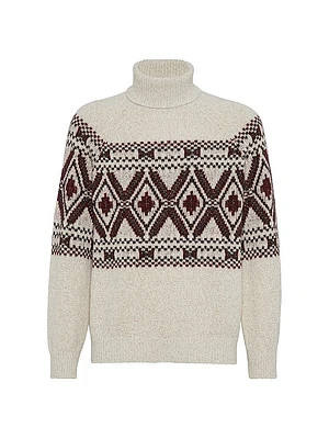 Geometric Jacquard Turtleneck Sweater
