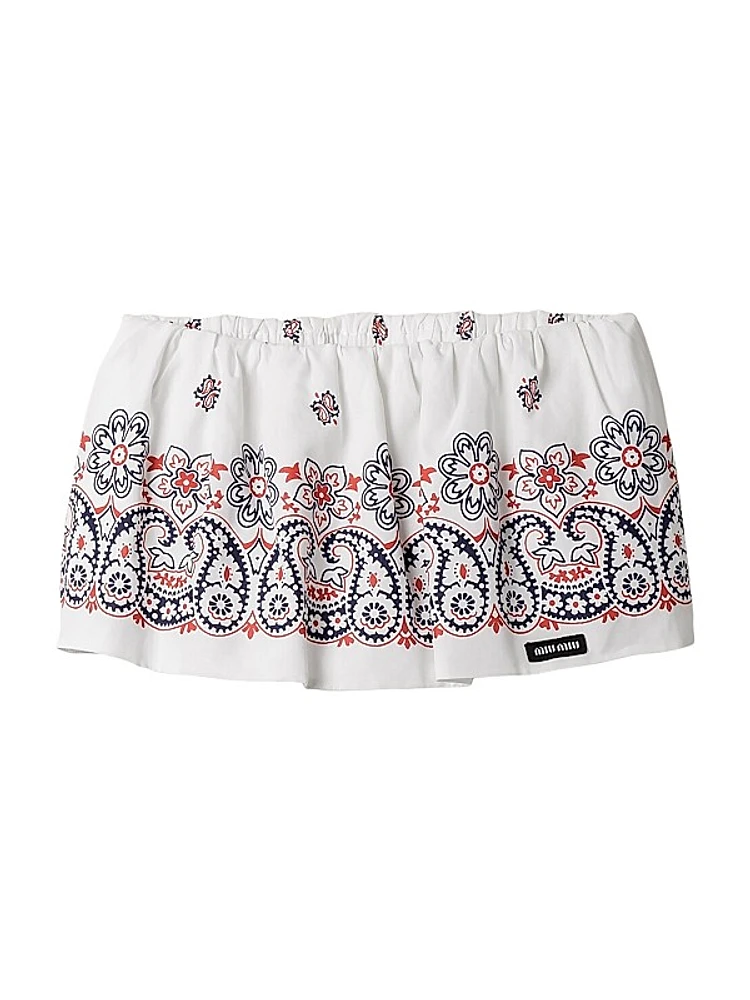 Slubbed Poplin Skort with Print