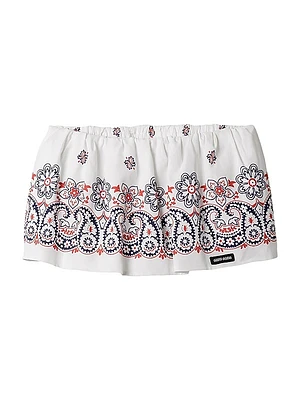Slubbed Poplin Skort with Print