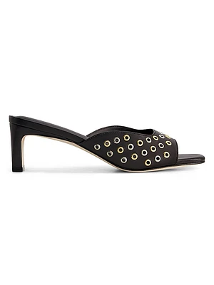 Cenza Grommet Kitten Heel Mules