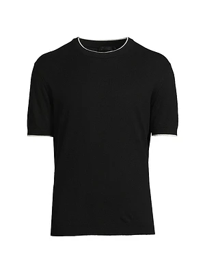 Cotton-Cashmere Short-Sleeve Slim-Fit Sweater
