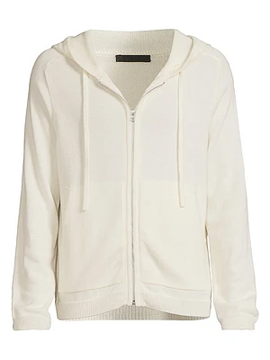 Cotton-Cashmere Zip-Front Hoodie
