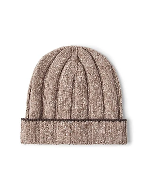 Flecked Cashmere Rib Knit Beanie
