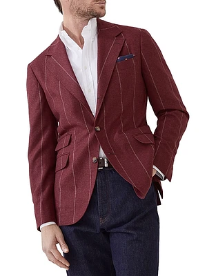 Chalk Stripe Flannel Deconstructed Cavallo Blazer