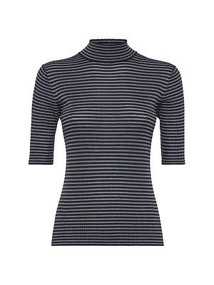 Sparkling Stripes Lightweight Rib Sweater