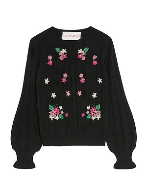Embroidered Wool Cardigan